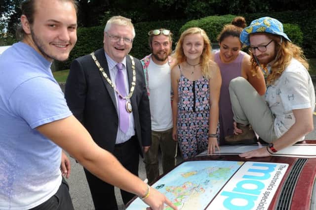 The group showing mayor James Knight where they travelled. Picture: Steve Robards