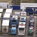 Archive image of trucks and passenger vehicles waiting to board ferries to France at the Port of Dover Ltd. in Dover, UK. Jason Alden/Bloomberg via Getty Images