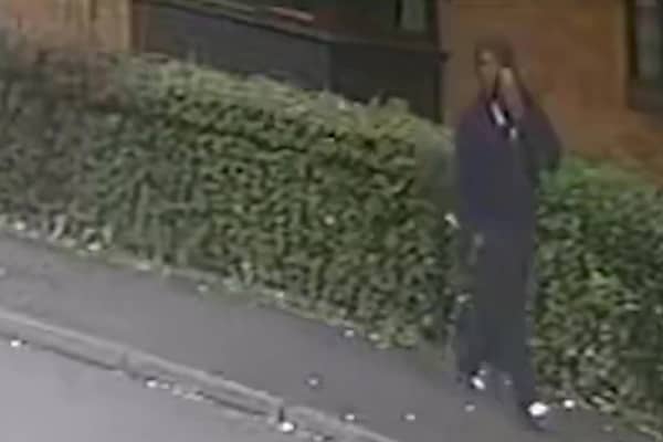 Video grab from CCTV footage of a man wanted in relation to an assault on a young woman on Ilkeston Road, Nottingham on August 18 2023. 