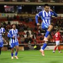 Brighton midfielder Diego Gomez celebrates his fourth