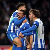 Brighton celebrate victory at Nottingham Forest on Sunday