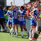Brighton Women celebrate their semi-final at Liverpool