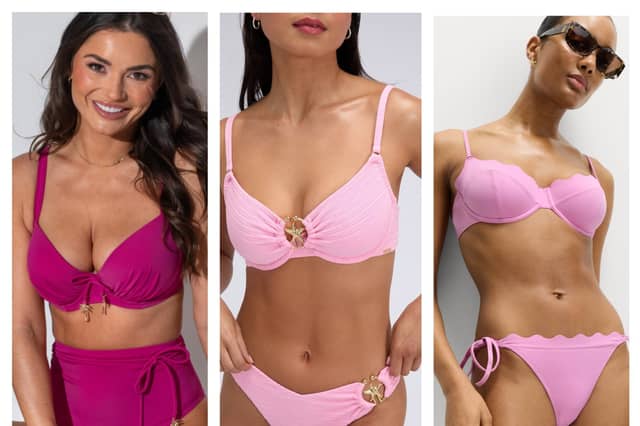 These are the three bikinis I have added to my summer holiday 2026 wardrobe - left to right from Pour Moi, Boux Avenue and Marks and Spencer