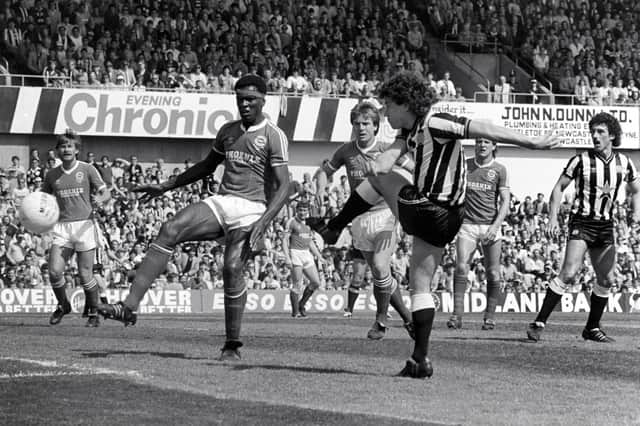 Kevin Keegan scores against Brighton in 1984 at St James' Park
