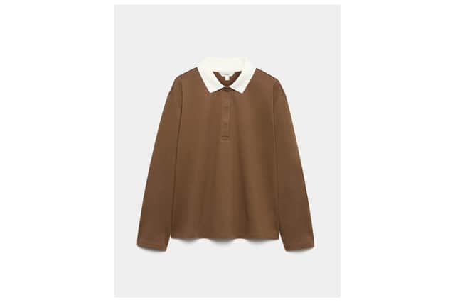 M&S Pure Cotton Rugby Polo Top in a classic rugby-inspired design