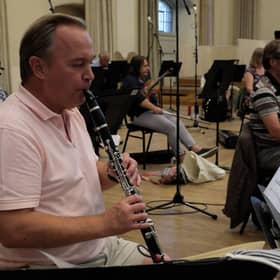 Ian Scott in solo CD recording action (contributed pic)
