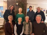 Emsworth Printmakers and Friends:  Back row- Suzie Darcel, Bea Veness, Sam Bell, Carol Price Front row-Fabiola Knowles, Liz Brook, Sue England, Alec Roberts.  Also exhibiting but not pictured: Jules Roper, Marian Forster, Emma Forster, Nany Goodens