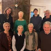 Emsworth Printmakers and Friends:  Back row- Suzie Darcel, Bea Veness, Sam Bell, Carol Price Front row-Fabiola Knowles, Liz Brook, Sue England, Alec Roberts.  Also exhibiting but not pictured: Jules Roper, Marian Forster, Emma Forster, Nany Goodens