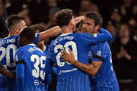 Brighton enjoy the fourth goal against Kauno Zalgiris