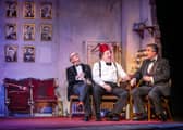 The Last Laugh. Steve Royle (Eric Morecambe), Damian Williams (Tommy Cooper) and Simon Cartwright (Bob Monkhouse). Photo Pamela Raith
