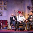 The Last Laugh. Steve Royle (Eric Morecambe), Damian Williams (Tommy Cooper) and Simon Cartwright (Bob Monkhouse). Photo Pamela Raith