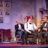 The Last Laugh. Steve Royle (Eric Morecambe), Damian Williams (Tommy Cooper) and Simon Cartwright (Bob Monkhouse). Photo Pamela Raith