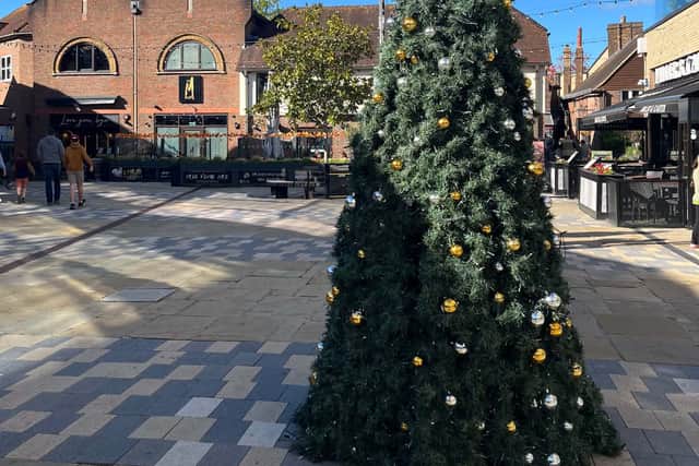 Halloween is still ahead of us, but a Christmas tree complete with lights and baubles has already brought a festive feel to Piries Place in Horsham.
