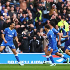 Diego Gomez  celebrates his wonder-goal in the thrashing of Crystal Palace (Photo by Richard Heathcote/Getty Images)