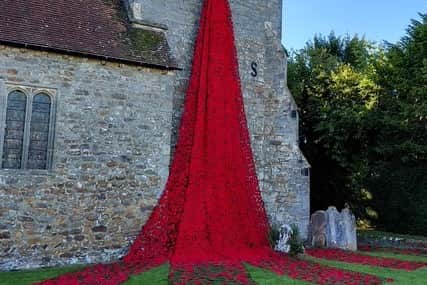 The West Sussex Poppy Cascade at St Mary's Church, Slaugham