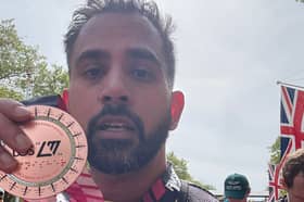 At the end of the biggest race of his life feeling very relieved but elated at the money raised.