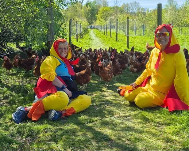   Helen and Sarah Inaugural chicken run  