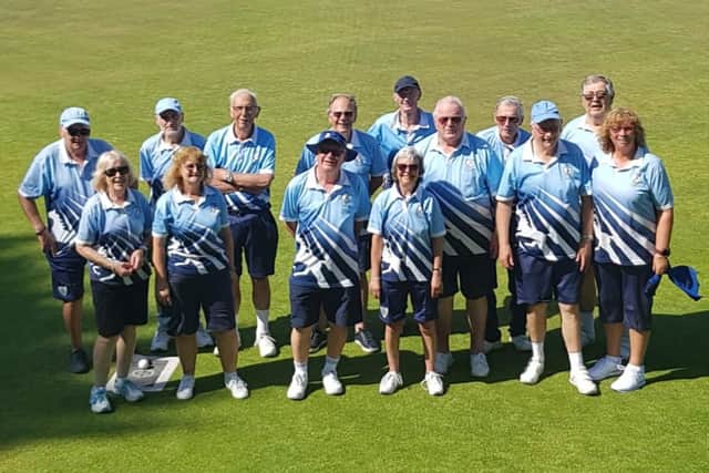 Shoreham's team playing away at Mackie Bowling Club.
