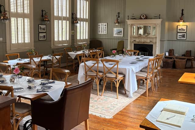 Guests can dine in the old waiting room.