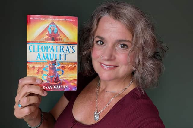Children's author, Lindsay Galvin, with her new book CLEOPATRA'S AMULET