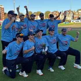 The triumphant 2nd X1 winning the Paul Baker T20 Cup Final at Hove.