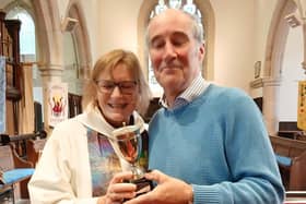 Revd Kate congratulates Peter Wakeling