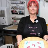 Wendy with some homemade bath bomb sharks. You can see them being made in a short film - see link in story