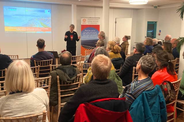 Kayla Ente MBE, CEO of BHESCo, addressing Saltdean residents at the community launch event, Saltdean Lido, November 2025