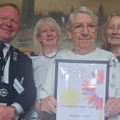 Bexhill In Bloom President,  Chair,  Secretary and Committee Member displaying their Gold Award 