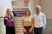 Lois Rowlands, HSCD manager, Jess Brown-Fuller MP, John Nash, HSCD chair at the charity's Together for Families event