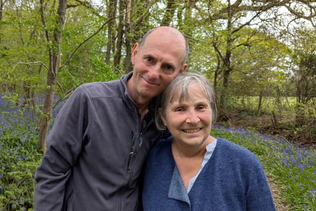 Tristan Loraine and Susan Michaelis in a bluebell wood