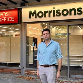 Chris outside the now closed Horley Post Office