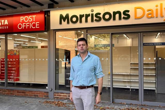 Chris outside the now closed Horley Post Office