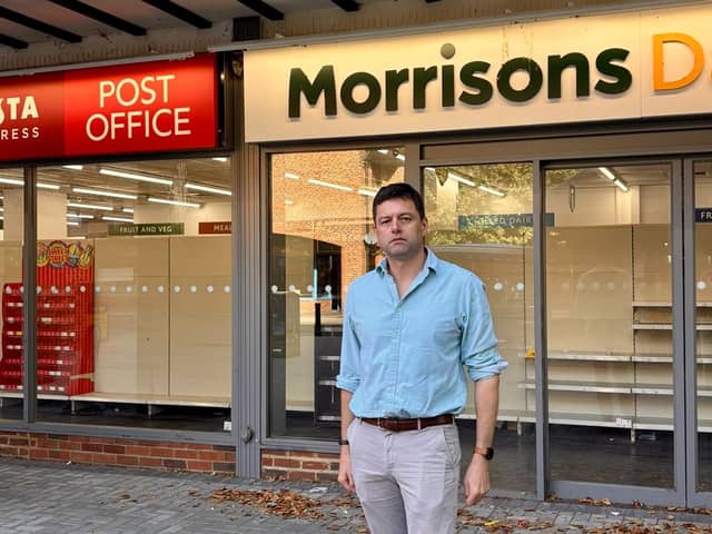 Chris outside the now closed Horley Post Office