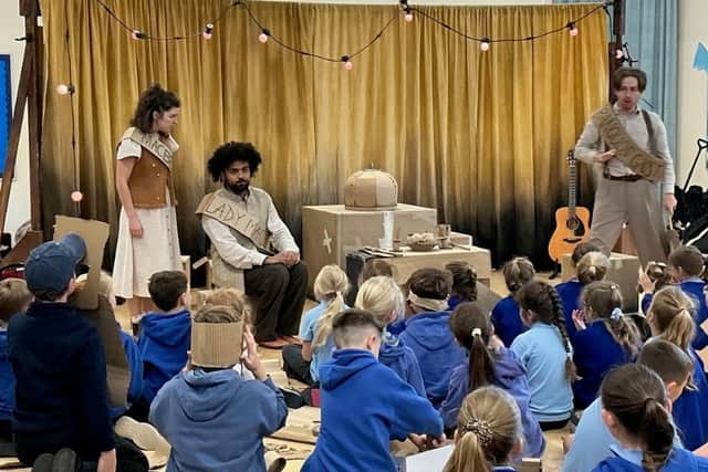 Performed with live music, puppetry and hands-on fun, the show invited children to use cut-outs to help bring the story to life. 