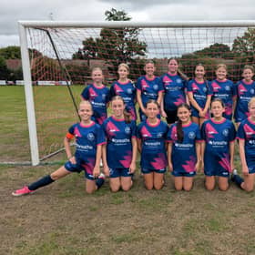 Horsham Eagles Under 13s Squad sporting their home kitted supported by main club sponsor Breathe HR