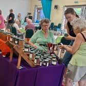 Brede Village Hall Farmers Market whilst in progress. A busy Morning.