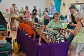 Brede Village Hall Farmers Market whilst in progress. A busy Morning.
