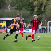 Goalscorer Morgan Prill runs at the East Grinstead defence