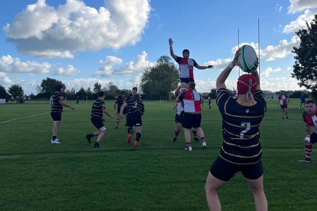 Ben Emberson in an aerial challenge