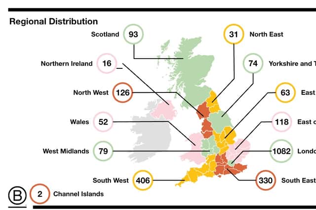 B Corp UK wide map of certified organisations