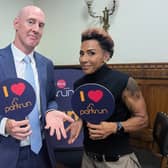 Dr Kieran Mullan with Dame Kelly Holmes in Parliament