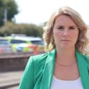 Jess Brown-Fuller MP outside Chichester Police station. 