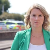 Jess Brown-Fuller MP outside Chichester Police station. 