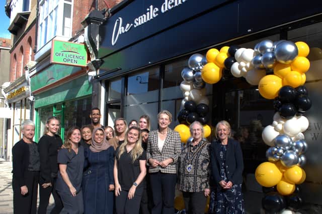 Alison Griffiths MP joins staff and guests to celebrate the official opening of One Smile Dental, a new NHS dental practice in Beach Road, Littlehampton.
