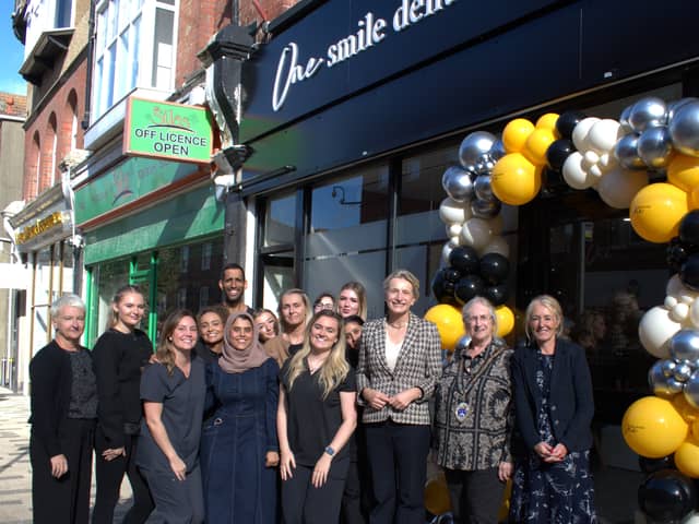 Alison Griffiths MP joins staff and guests to celebrate the official opening of One Smile Dental, a new NHS dental practice in Beach Road, Littlehampton.