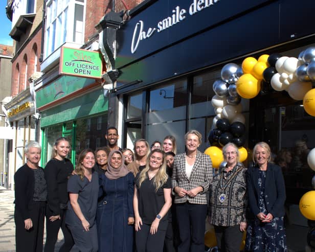 Alison Griffiths MP joins staff and guests to celebrate the official opening of One Smile Dental, a new NHS dental practice in Beach Road, Littlehampton.