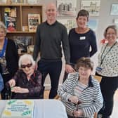 Residents (front row) joined by (back row left to right) Deputy Mayor Vikki Cook, Kieran Mullan MP, Tracy Evans Chief Executive of Sussex Housing & Care and Sandra Everley Deputy Manager at Saxonwood