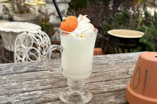 Pumpkin spiced lattes and white-hot chocolate topped with Halloween-inspired marshmallows 