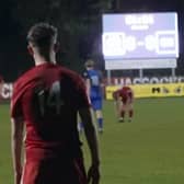 Lewis Croal adds the ninth Hassocks goal whilst the Beacon scoreboard struggles to keep up